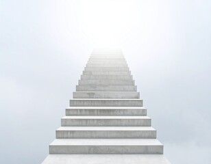 Concrete staircase rising into empty fog with no visible end.