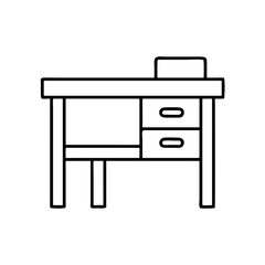 Vector icon of a table with drawers for workspace design