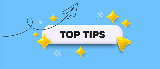 Top tips search bar. Share plane line icon. Top tips. Help assistance sign. Quiz quick tips symbol. Search button with 3d sparkles. Vector