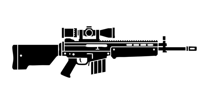 Minimal L85A2 Bullpup Rifle Side View Flat Vector Illustration