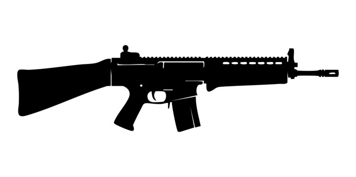 Minimal L85A2 Bullpup Rifle Side View Flat Vector Illustration