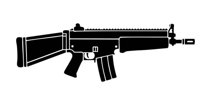 Minimal L85A2 Bullpup Rifle Side View Flat Vector Illustration