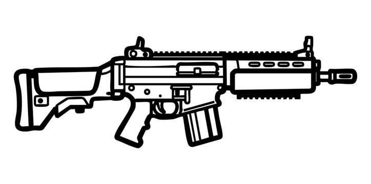 Minimal L85A2 Bullpup Rifle Side View Flat Vector Illustration