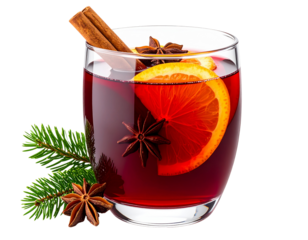 Mulled wine glass isolated on transparent background