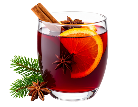 Mulled wine glass isolated on transparent background