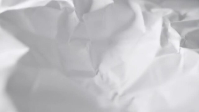 Monochromatic Abstract of White Crumpled Paper Texture with Intricate Creases and Folds Background