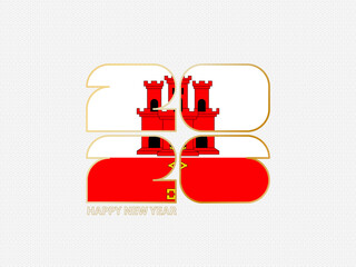 Abstract numbers 2026 with flag of Gibraltar.