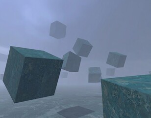 Minimalistic large levitating stone cubes