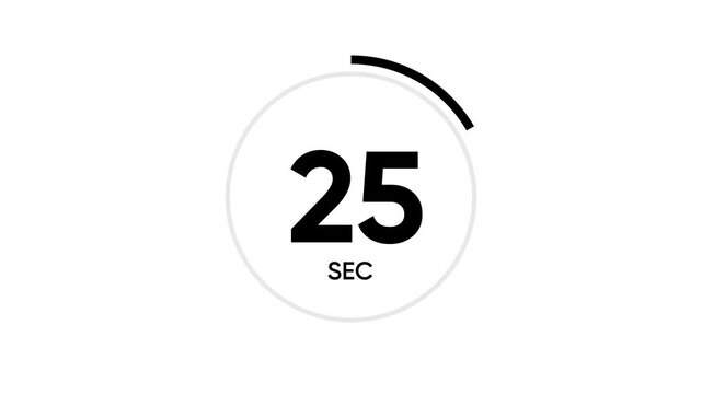 Clean 30-Second Timer white circle timer 30 seconds countdown animated concept. 4k video, with white screen background