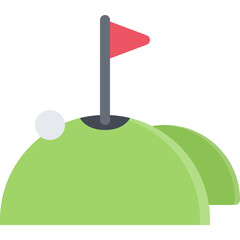 Golf Green with Flag Icon