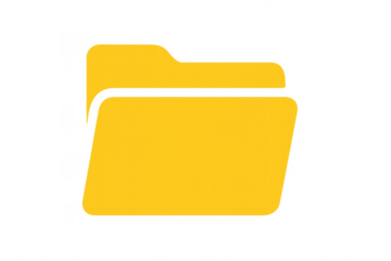Yellow folder icon representing data storage on transparent background