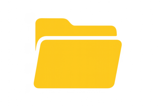 Yellow folder icon representing data storage on transparent background