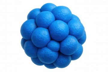 Cluster of blue spheres forming an abstract, textured design on a transparent background, creating a modern and vibrant visual element