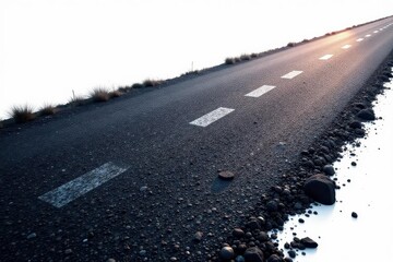 Fototapeta premium Abstract asphalt texture, isolated white background, backdrop, road