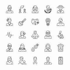 Naklejka premium Collection of Diverse Line Art Icons People Symbols and Concepts.