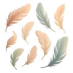 Gentle Plume Collection Soft Pastel Feathers in an Airy and Dreamy Aesthetic Composition on Transparent Background
