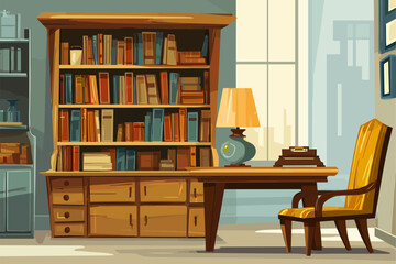 Cozy Study Room with Bookshelves and Desk in a Modern Design