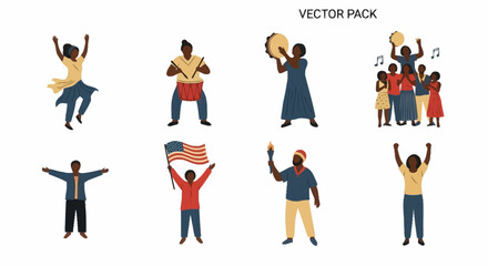 Diverse Group of People Celebrating with Music, Dance, and Patriotism, Ideal for Illustrating Cultural Events, Community Gatherings, and National Celebrations