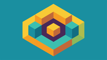 Fototapeta premium Abstract geometric isometric hexagon composition in various vibrant colors design concept