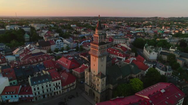 Church at sunset in Poland 4K