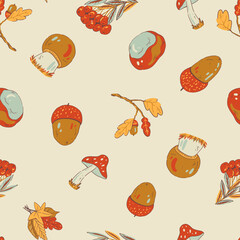 Cozy autumn vector illustration, hand-drawn warm seasonal objects