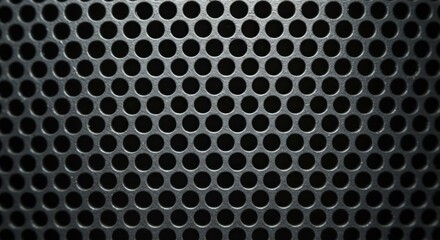 Detailed closeup of a perforated metal surface