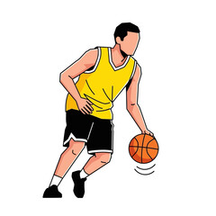 Fototapeta premium Basketball Player Dribbling the Ball Action-Packed Illustration for Sports and Design