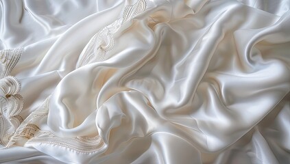 Obraz premium Soft cream silk fabric folds, close-up. Possible use textile design