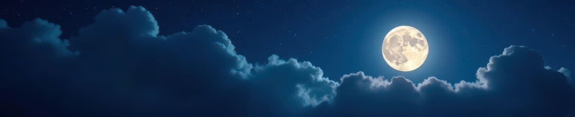 Full moon casting ethereal glow on dark night sky , tranquil, radiant, moonlight