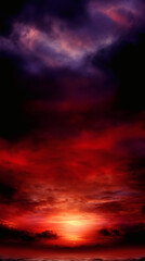 Obraz premium Crimson Storm Sunset over Ocean Sky illustration