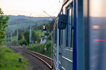 view from the train traveling along the picturesque line no. 99 from Zakopane to Kraków