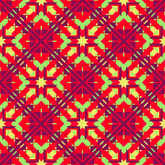 Seamless abstract geometric pattern with blue floral mosaic design for vintage wallpaper and fabric backgrounds