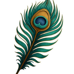 Obraz premium Majestic Peacock Feather Artistic Rendition Richly Colored with Elegant Detailing Ornamental Symbol of Beauty and Grace Nature Inspired Illustration