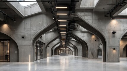 Obraz premium Modern Concrete Architecture, Interior Design, Industrial Space