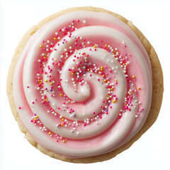 pink crumble style cookie, white background