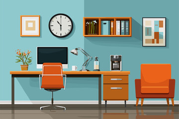 Modern Home Office Interior with Minimalist Design and Functional Furniture