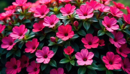 Dense bush overflowing with vibrant hot pink flowers , bright, lush, pretty