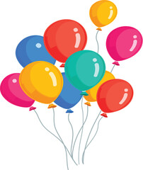 Colorful party balloons bunch isolated on white background