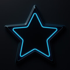 Blue neon star outline glowing on black background modern light sign frame futuristic nightlife and celebration symbol with vibrant illumination