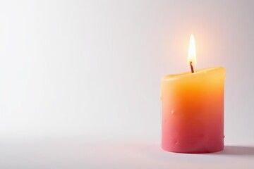 Vibrant, colorful candle flame, isolated on white , glowing, art