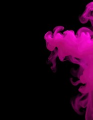Obraz premium Abstract magenta smoke burst, vibrant cloud expanding against black backdrop, dramatic, energy