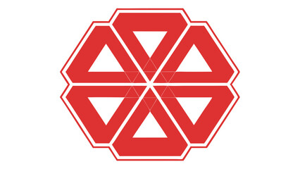 Abstract red geometric logo symbol with transparency on a white background