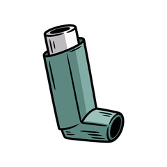 Inhaler on white background, hand-drawn illustration, medical style, healthcare concept