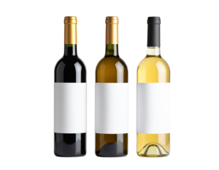 Wine bottle mockup with editable label, transparent background