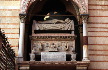 The Gothic Tomb of Cangrande I, Lord of Verona, at the Church of Santa Maria Antica, Italy
