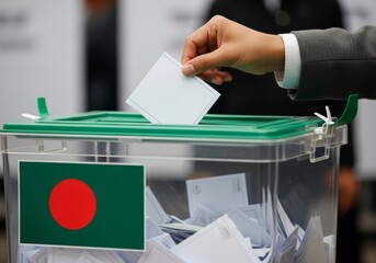 Voter Casts Ballot Into Transparent