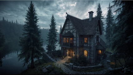 haunted house in the woods