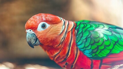Vibrant Parrot: Red and Green Feathers