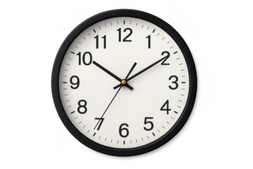 Modern wall clock showing eight o'clock on transparent background