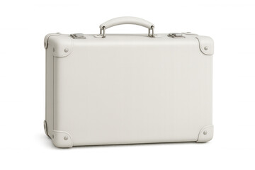 Classic white suitcase isolated on transparent background, ideal for travel and packing concepts